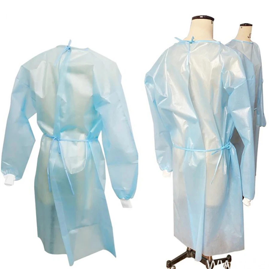Профессиональный производитель пыленепроницаемый нетканый Pp + Pe изоляционный медицинский одноразовый халат Pp Pe для оптовой продажи