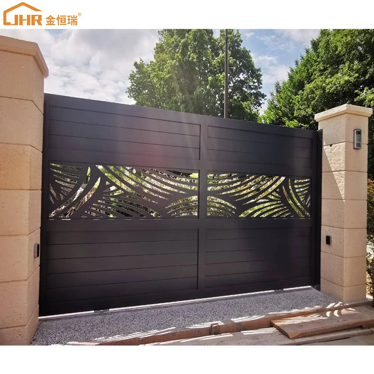JHR Factory Direct Customized Commercial Metal Swing Sliding Gate Customized Aluminium Gates Driveway  With Manufacturer Price