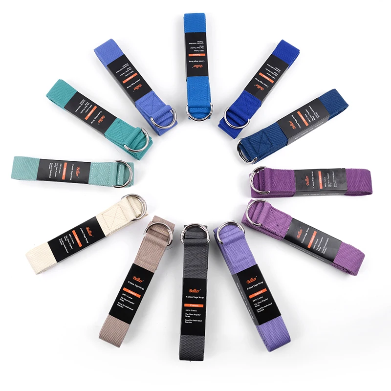Factory Discounts Double D-Ring Cotton Exercise Yoga Stretching Strap Belt With Buckle