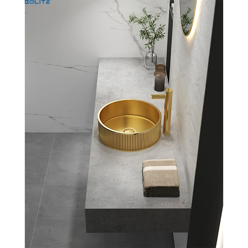 Round Sink With Stainless Steel Material Bathroom Sink With Drainer Smart Single Bowl Sink For Bathroom