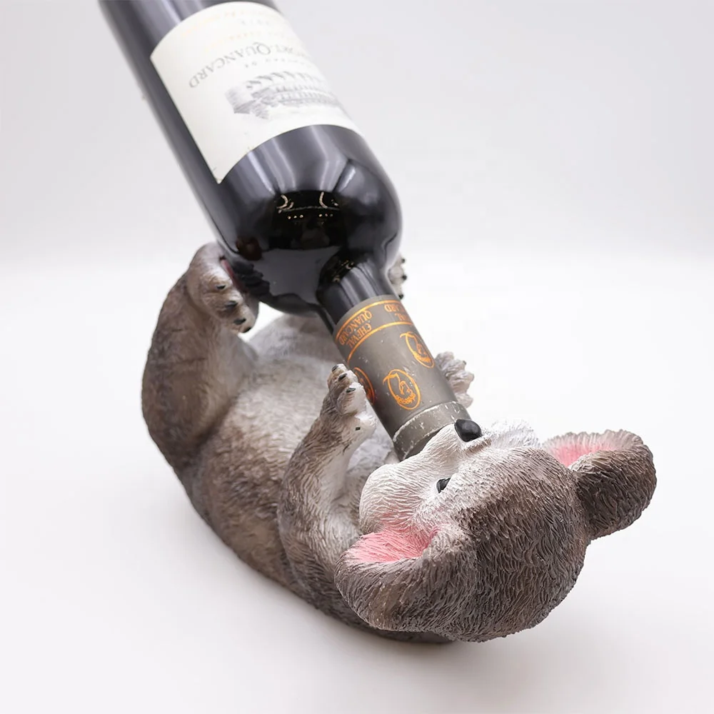 Personalized wholesale barware handmade decorative animal figurine resin single bottle rack polyresin koala wine bottle holder