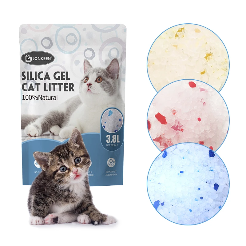 China lonkeen Supply Highly Absorbent Micro Crystals ARENA PARA GATOS Non Clumping Silica Gel Cat Litter sand