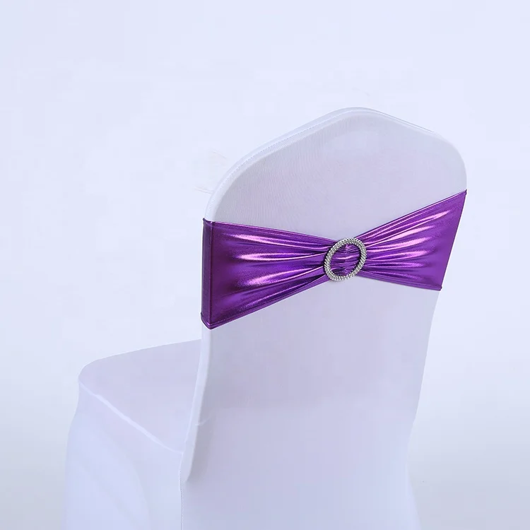 
hot sale shiny elastic silver rose gold metallc gold spandex chair sash for wedding party banquet 