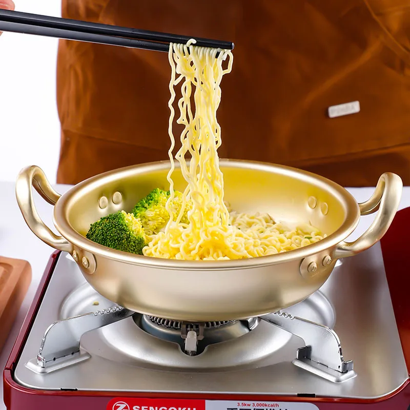 Noodle Pot Korean Style Instant Noodle Hot Pots Yellow Aluminum Cooking Pot Wholesale