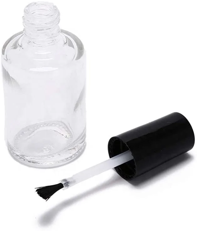 5ml 10ml 15ml nail polish glass essential oil bottle with black white brush dropper cap