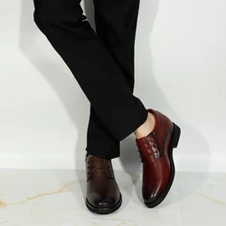 Low MOQ Embossed Leather 7 cm elevator shoes Customize design men Height increasing shoes Business party Men shoes