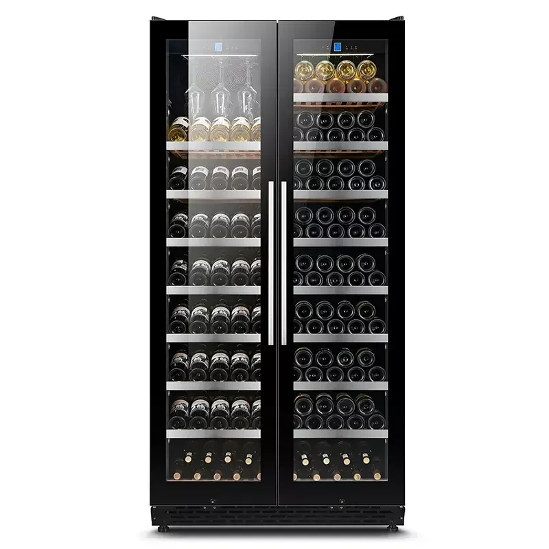 Wine Beer Fridge Double Temperature Door Type Cooler Dual Zone Wine Beverage Cooler Cabinet with French Door