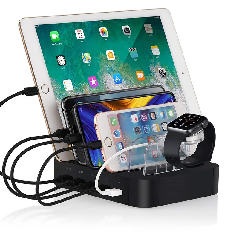 Умная зарядная станция USB Type-C со светодиодным дисплеем адаптер питания для быстрой зарядки Настольная полоса зарядное устройство мобильного