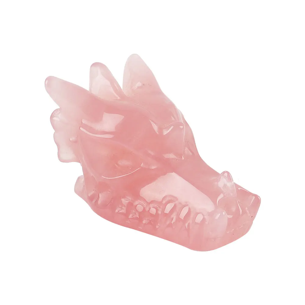 Stone Carved Dragon Rose Quartz Dragon Head Crystal Dragon Head Bulk