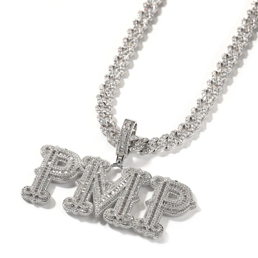 Luxury Full Diamond letter Pendant Nameplate Hip Hop Iced Out Jewelry  Custom Name Necklace For Women Men Fashion Jewelry