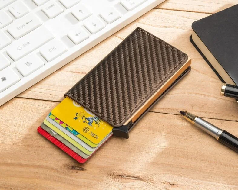 Alibaba best seller carbon fiber Wallet Men and Women metal custom minimalist Credit card Holder RFID