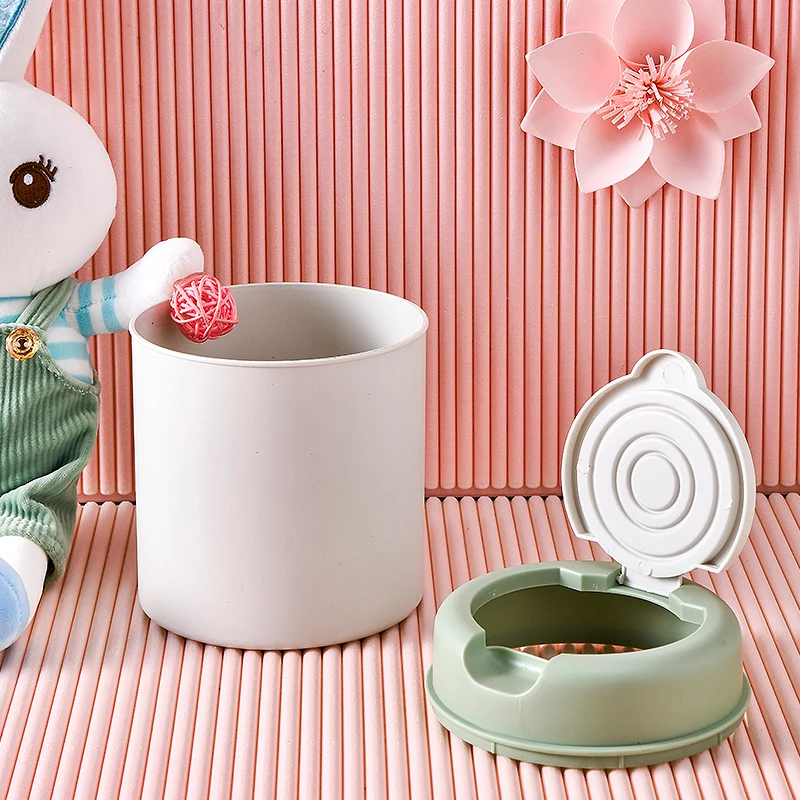 Plastic Cute Pink Small Desktop Pen Holder Mini Kawaii Dustbin Rubbish Trash Cans Garbage Waste Bins Tabletop With Lid