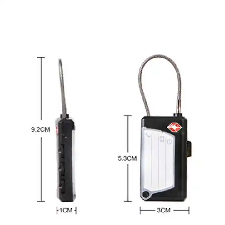 3 Digit Combination Cable Lock Travel TSA Approved Combination Lock With Label