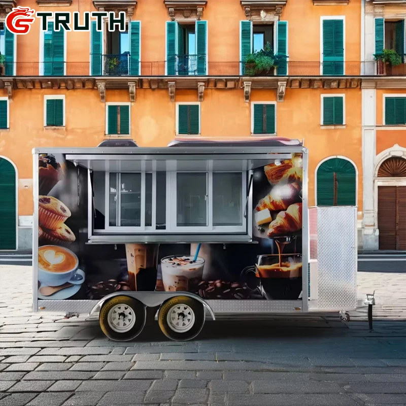 Park Outdoor Fast Food Trailer coffee Fully Equipped Mobile Food Vending Van Cart Fiberglass foodtruck