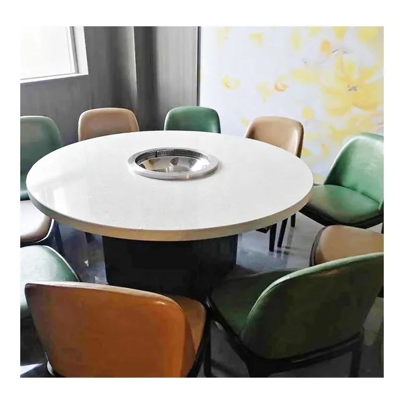 Chinese Hot Pot Table Smokeless Marble White  Hotpot Table