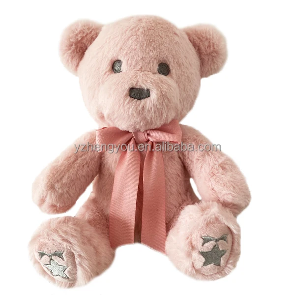 Custom Teddy Bear Plush toy pink grey purple plush bear with custom logo on the foot