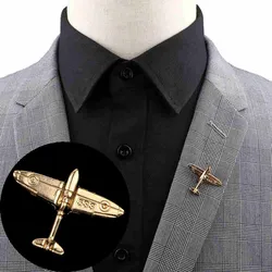 1PC/2PC Trendy Suit Shirt Collar Pin Airplane Crown Tree Leaf Gem Retro Brooches For Men Women Wedding Party Daily Accessory