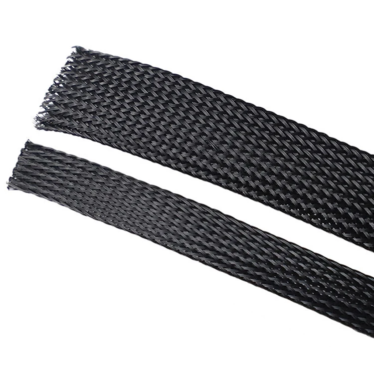 100M Factory Black High Quality Cable Sleeving PET Expandable Braided Mesh Tubing Telescopic Shock-Absorbing Sleeve