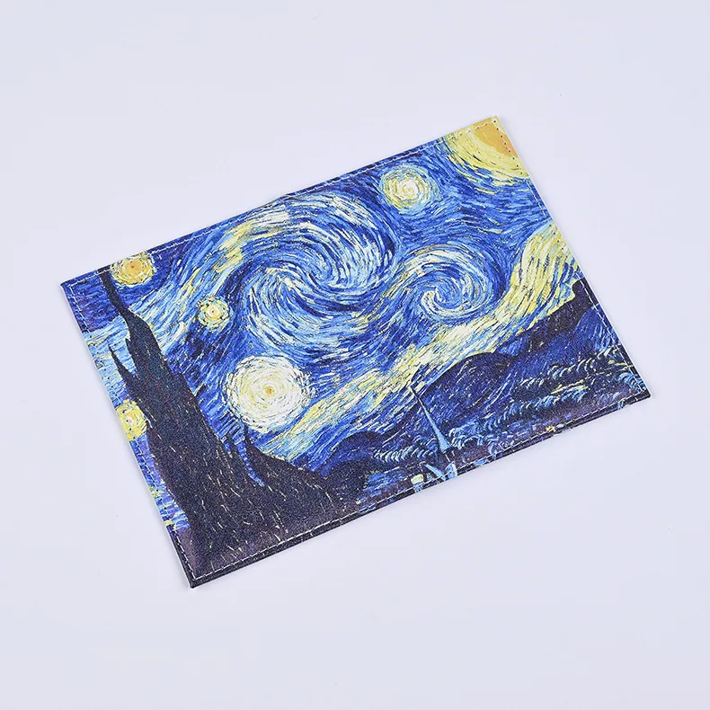 Fashion Starry Sky PU Leather Color Printing Travel Luggage Tag Passport Holder Cover Set For Men and Women