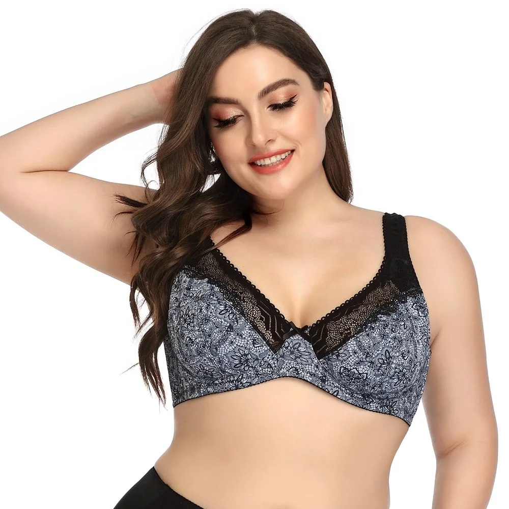 INTIFLOWER R193High Quality Stretch Ultra-Thin Bralette Underwire Support Lace Ladies Sexy Plus Size Bra For Woman