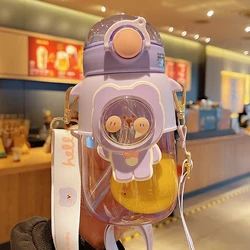 Unique Bio Plastic Grey Translucent Sippers Water Beige Wide Mouth Sport Bottle