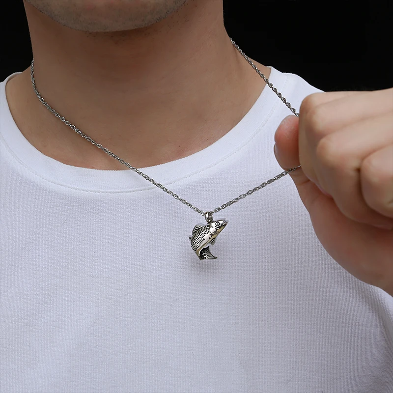 Ожерелье для кремации кораллового питомца из нержавеющей стали, ювелирные изделия, зола, урна для питомца, рыба, подвеска, ожерелье, мини-урна для человеческого питомца