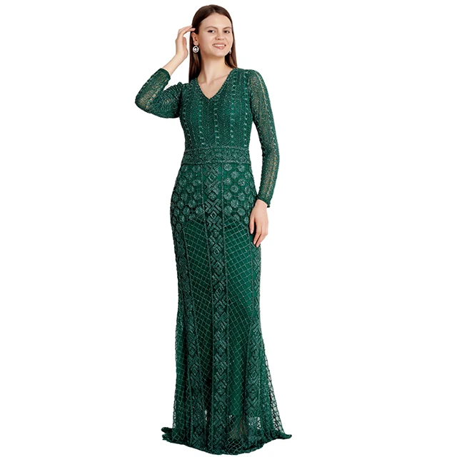 Jade High-Fashion Beaded Evening/Party Wear Gown Wedding/Birthday  Formal Occasions Natural Beauty