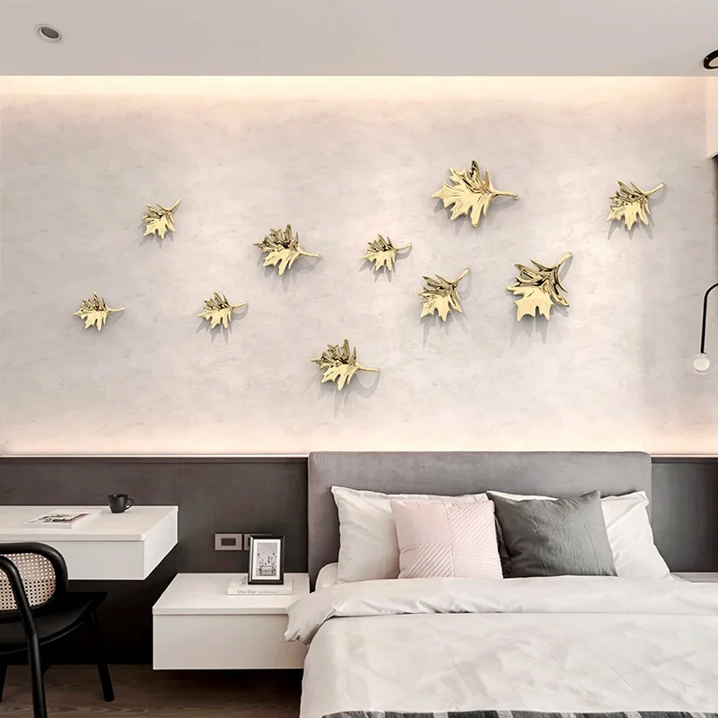 Mini Leaf Metal Home Decor Hanging Wall Art Metal 3D Wall Decor Interior Art Leaf  For Wall Decor Interior Art Leaf