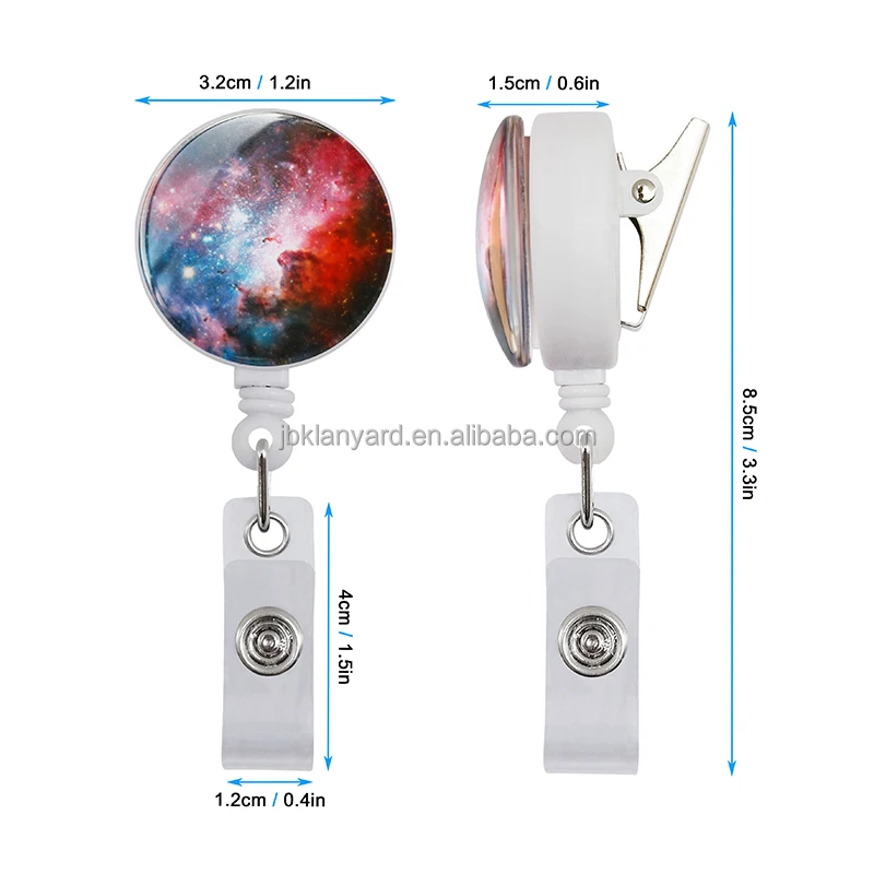 Starry sky crystal stick reel retractable holder Shell Design Retractable for Office Worker Doctor Nurse badge reel Pull ID Card