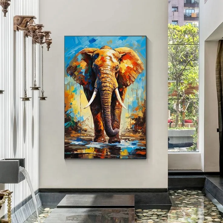 Handmade Modern POP Art Oil Painting Elephant Animal Wall Art Canvas Home Decoration
