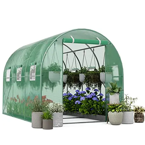 Heavy Duty UV Protected Plastic Tomato Greenhouse Benches Frame With Net Cover For Garden