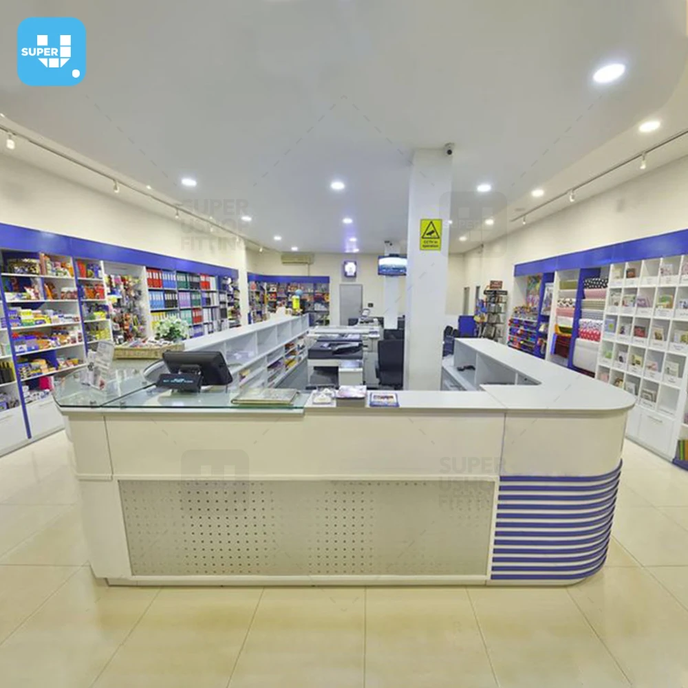 Store Fixture Stationery Shop Furniture Stationery Display Counter Wooden Display Rack Stationery Shop Furniture Design