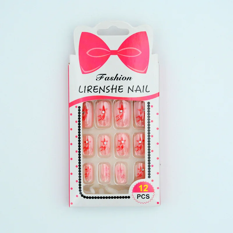 12pcs/box Professional Children Kids Diy Nails Press On False Custom