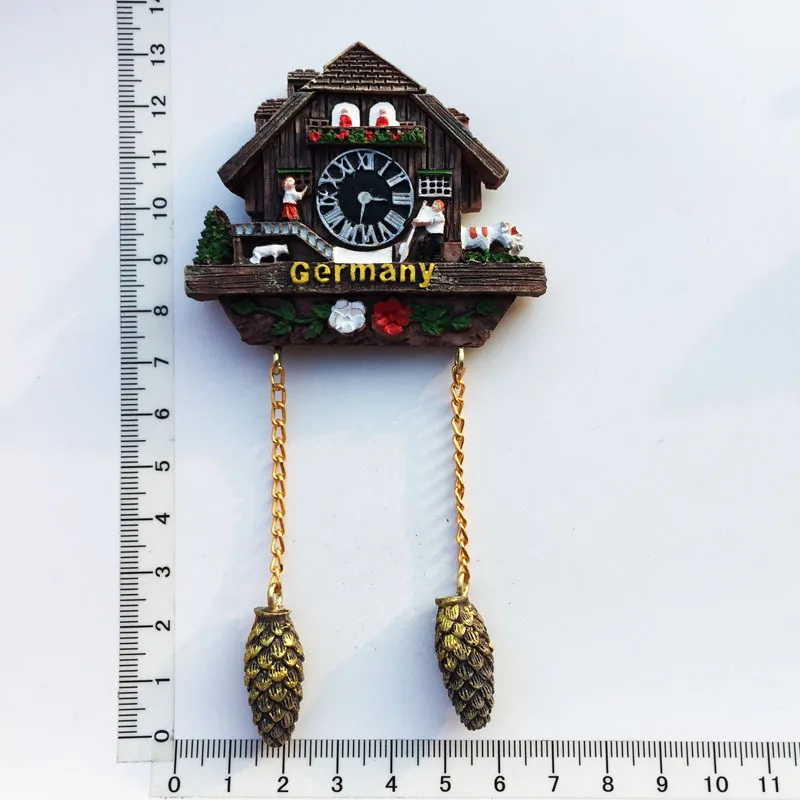 Germany Austria Switzerland travel souvenir resin crafts clock painted refrigerator magnet