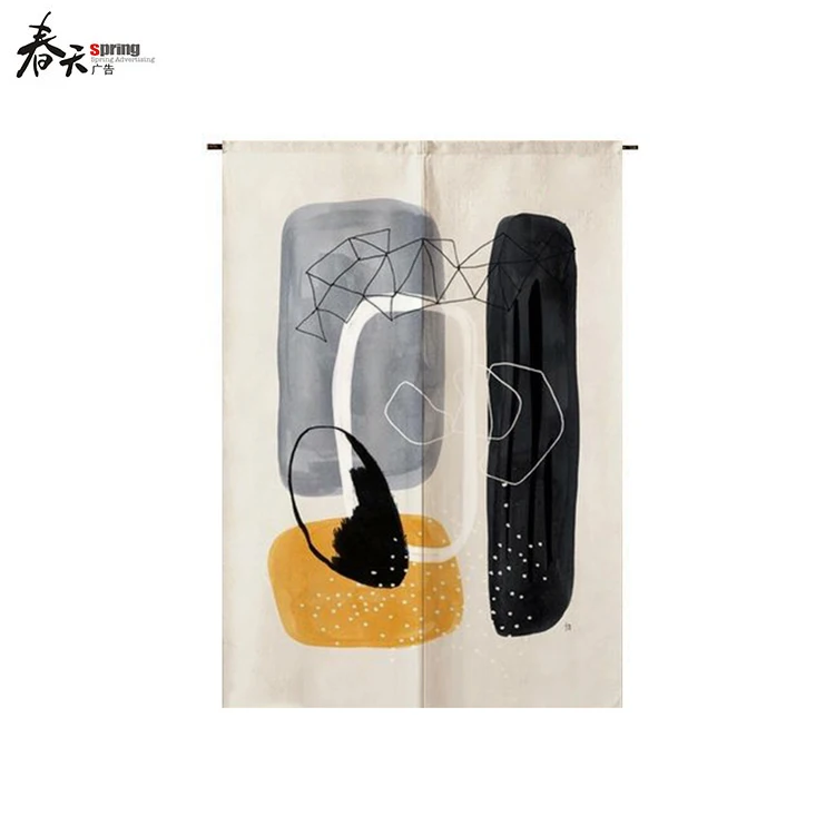 Abstract Design Linen Door Curtains Kitchen Entrance Curtain Customized Decoration Blackout Valance