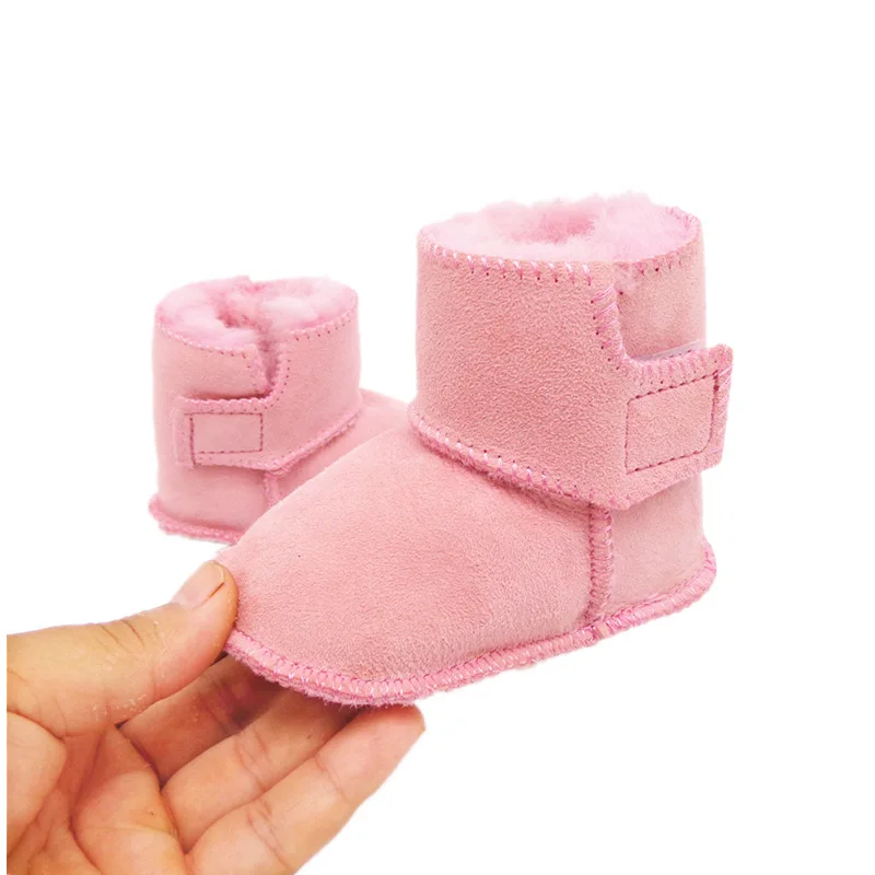 Spaniby Shoes Snow Boot Winter Warm Real Sheep Fur Soft Warm Winter kid baby boots Shoes  Bash  Sheepskin Baby Snow  Boots
