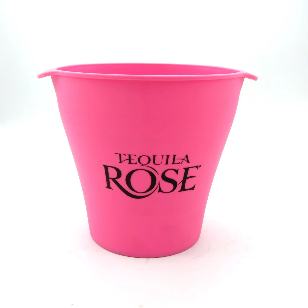 Customized Logo Bar Champagne Wine Small pink Ice Bucket Plastic Beer Buckets for San Miguel Michelob Amstel