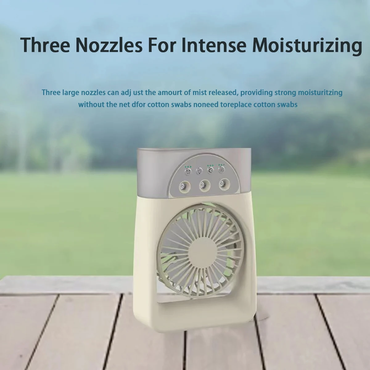 Rechargeable Humidifier Cooling Fan  3 Hole Spray  Air Conditioner Portable Desktop Mini Electric Fan Water Mist Fun