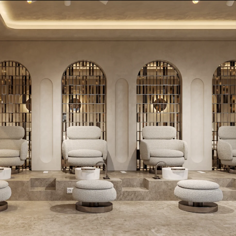 Free Design Custom Made High Class Nail Shop Decoration Fashion Beauty Salon Interior Design For Salon Shop Display