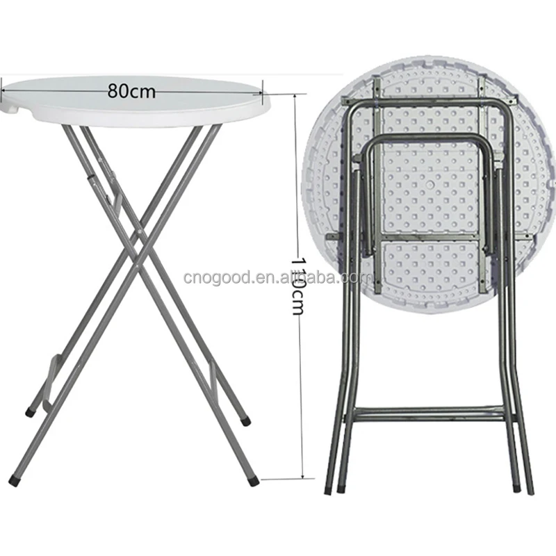 Outdoor Portable Dia 60cm White Round Bar Height Folding Tables Cocktail Fold Table Plastic for Bar