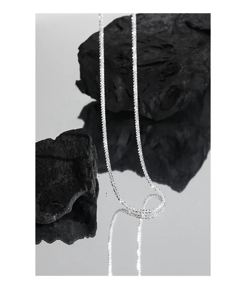 VIANRLA  925 Sterling Silver Sparkle Glitter Margarita Twisted Rock Chain 2.00mm Shiny Chain Necklace