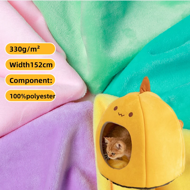fabrics manufacturers wholesale 1mm velvet crystal super-soft 100% polyester fleece flannel felt fabric for toys pet nest