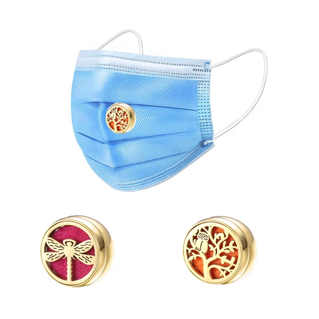 Stainless Steel Essential  Golden Aromatherapy Buckle  Diffuser Locket Oil Diffuser Clip Face Masking Magnetic Clip  for Face