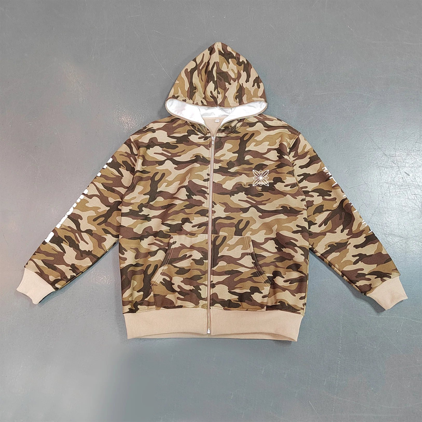Custom High Quality Men Athletic Fashion Camo Zip Up 100 Cotton Vintage Soft 450 Gsm full Zipper Hoodie