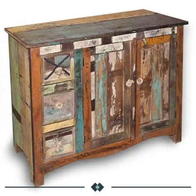 Industrial & Vintage Indian solid old Reclaimed wood Home Storage Furniture cheap Antique living room cabinet Sideboard Buffet