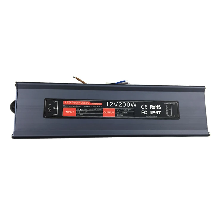 CE FCC RoHS Certificated Constant Voltage Power Supply IP67 12v/24v 200w Led Power Supply