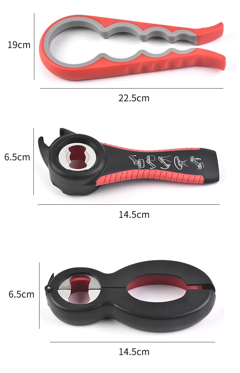 top seller hot sell product kitchen accessories gadgets 4/5/6 in 1 multifunctional 3 pack jar bottle can opener set