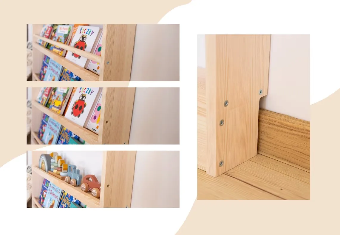 Kindergarten wooden book shelf book storage display stand book holder