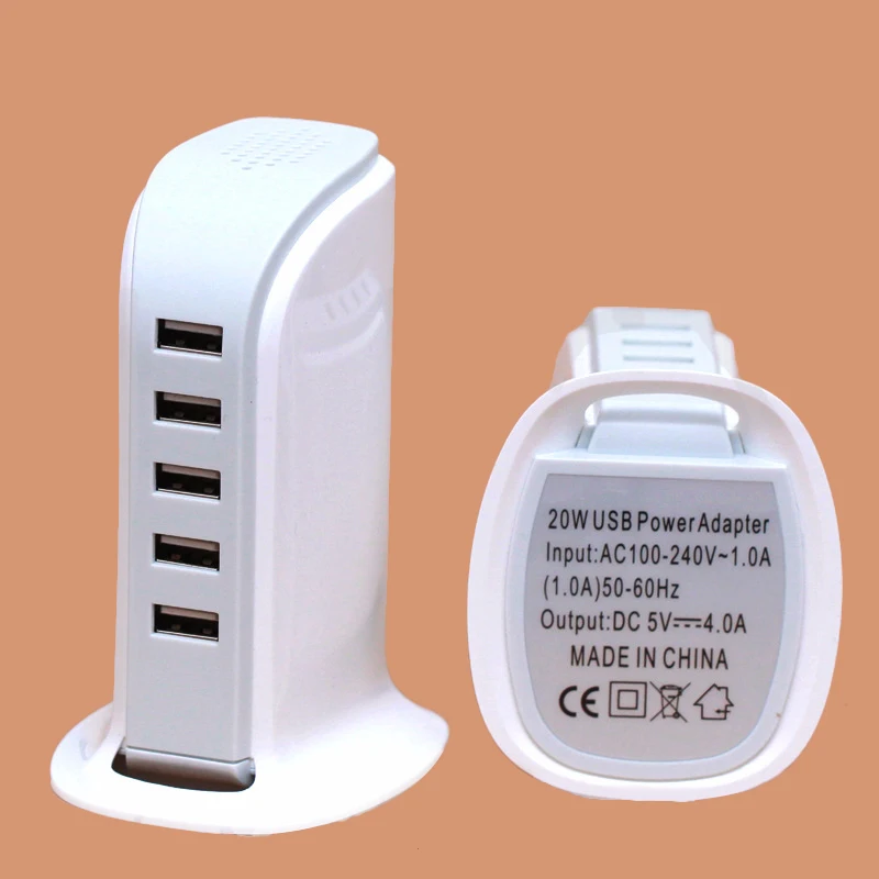 Зарядное устройство настенное с 5 USB-портами 20 Вт