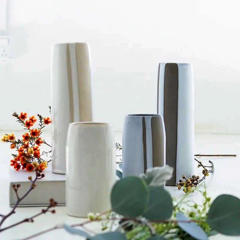 Nordic hand painted glaze living room decor desktop decorative ornament tall vase wedding ceramic flower vase